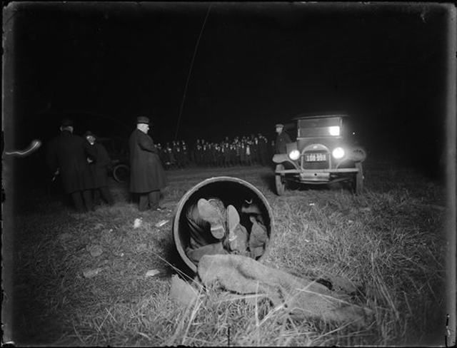 1918âthe body of Gaspare Candella stuffed in a covered drum discovered (by children) in Brooklyn.
